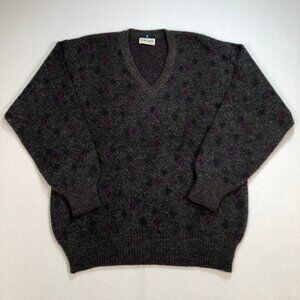 Ermenegildo Zegna Sweater Men's S Brown Geometric Wool Mohair Nylon V Neck HOLES